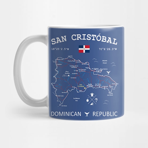 San Cristóbal Dominican Republic Flag Travel Map Coordinates GPS by French Salsa